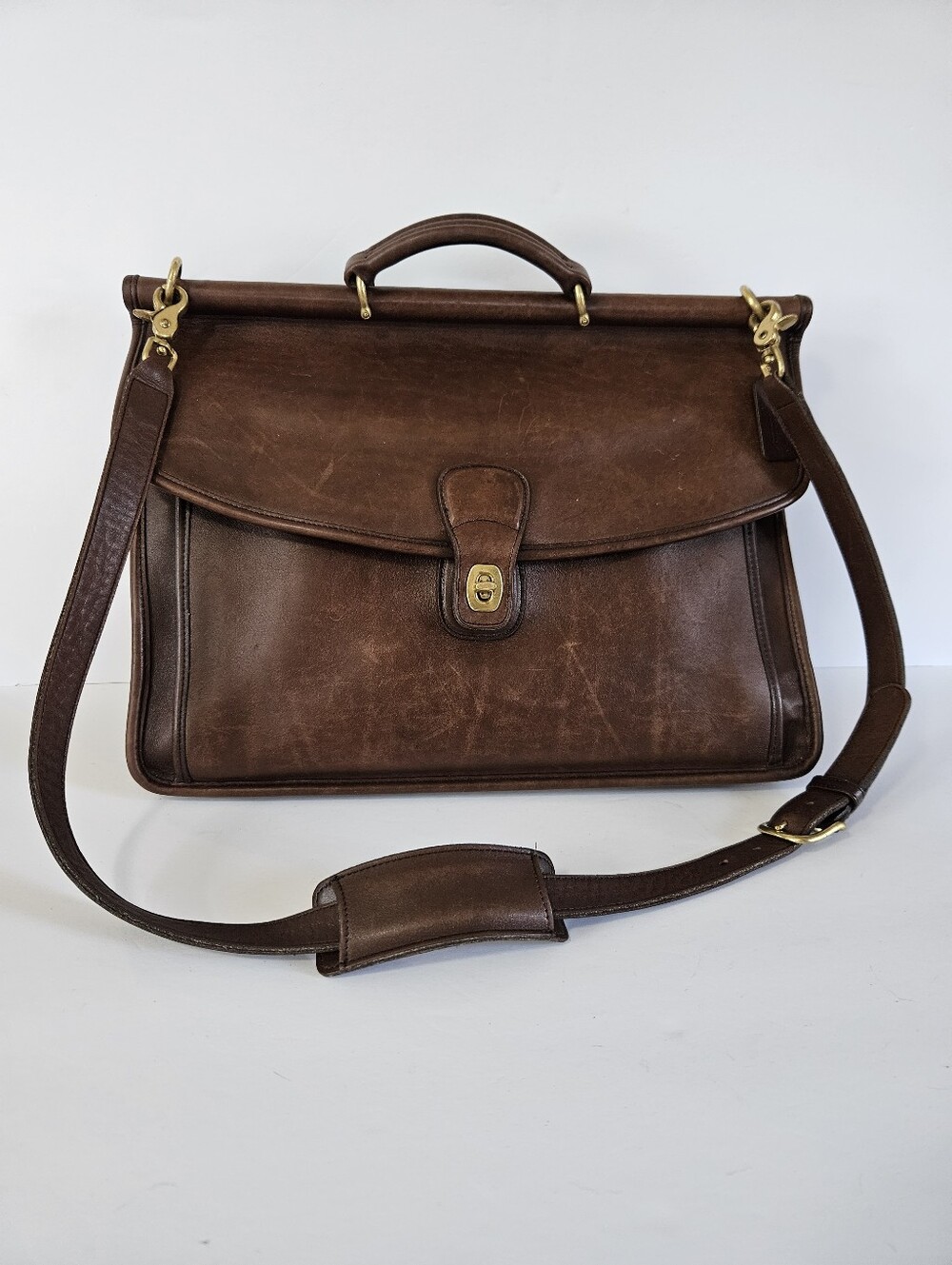 Coach Vintage Beekman Leather Messenger Shoulder Bag Briefcase Mocha Brown 5266